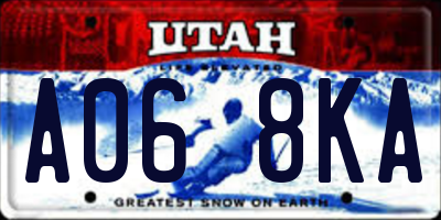 UT license plate A068KA