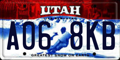 UT license plate A068KB
