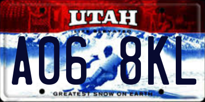 UT license plate A068KL