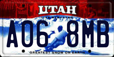 UT license plate A068MB