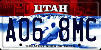 UT license plate A068MC