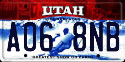 UT license plate A068NB