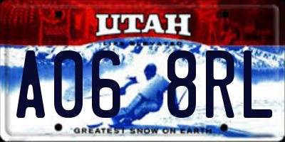 UT license plate A068RL