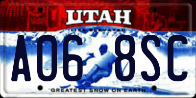 UT license plate A068SC