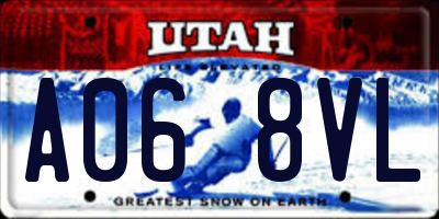 UT license plate A068VL