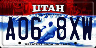 UT license plate A068XW
