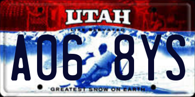 UT license plate A068YS