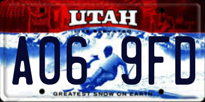 UT license plate A069FD