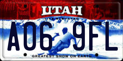 UT license plate A069FL