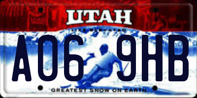 UT license plate A069HB