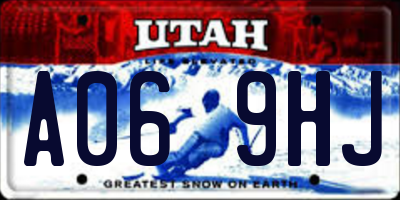 UT license plate A069HJ