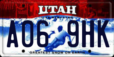 UT license plate A069HK
