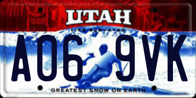 UT license plate A069VK