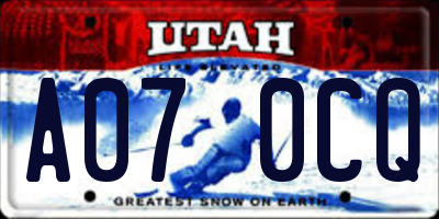UT license plate A070CQ