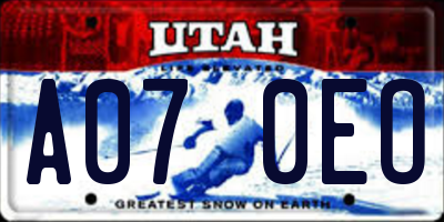 UT license plate A070EO
