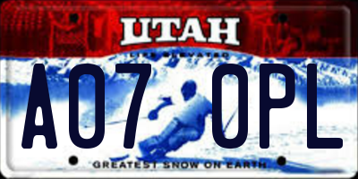 UT license plate A070PL