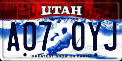 UT license plate A070YJ