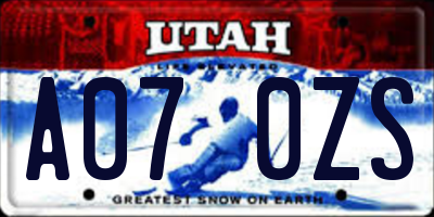 UT license plate A070ZS