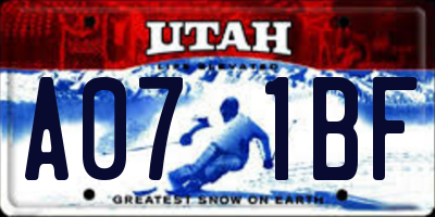 UT license plate A071BF