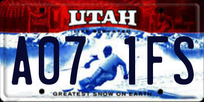UT license plate A071FS