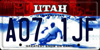 UT license plate A071JF