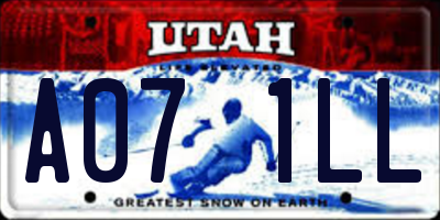 UT license plate A071LL