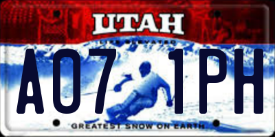 UT license plate A071PH