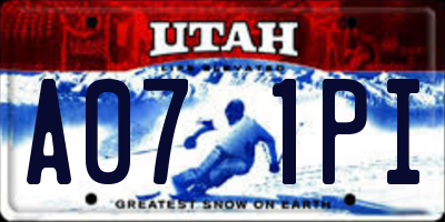 UT license plate A071PI