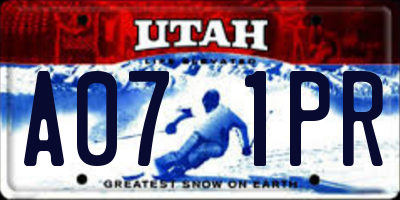 UT license plate A071PR