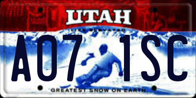 UT license plate A071SC