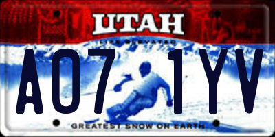 UT license plate A071YV
