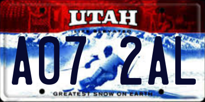 UT license plate A072AL