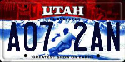 UT license plate A072AN