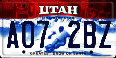 UT license plate A072BZ