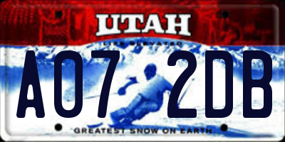 UT license plate A072DB