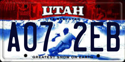 UT license plate A072EB