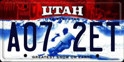 UT license plate A072ET