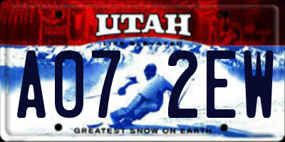UT license plate A072EW