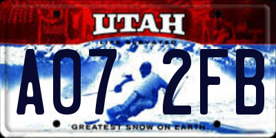 UT license plate A072FB