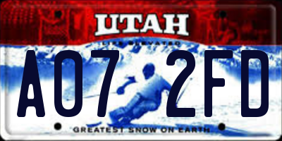 UT license plate A072FD