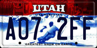 UT license plate A072FF