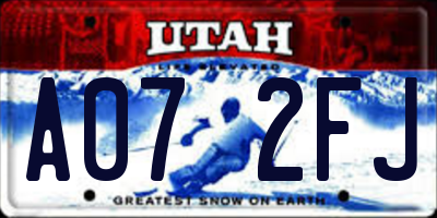 UT license plate A072FJ