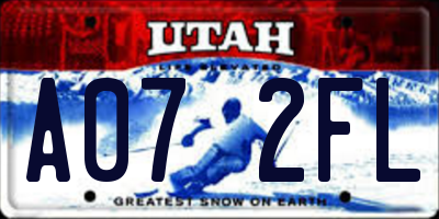 UT license plate A072FL