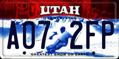 UT license plate A072FP