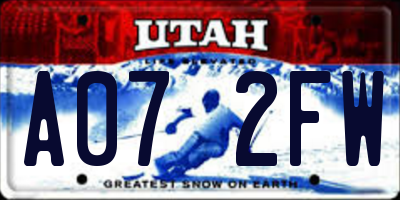 UT license plate A072FW