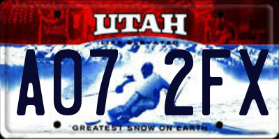 UT license plate A072FX
