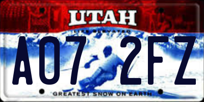 UT license plate A072FZ