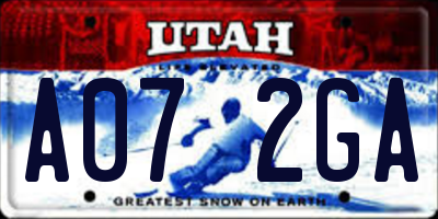 UT license plate A072GA