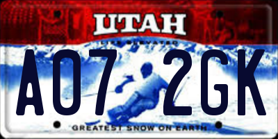 UT license plate A072GK