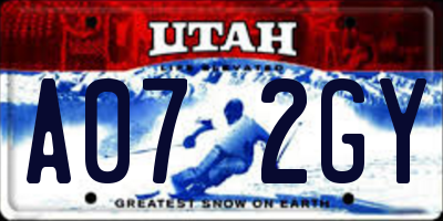 UT license plate A072GY